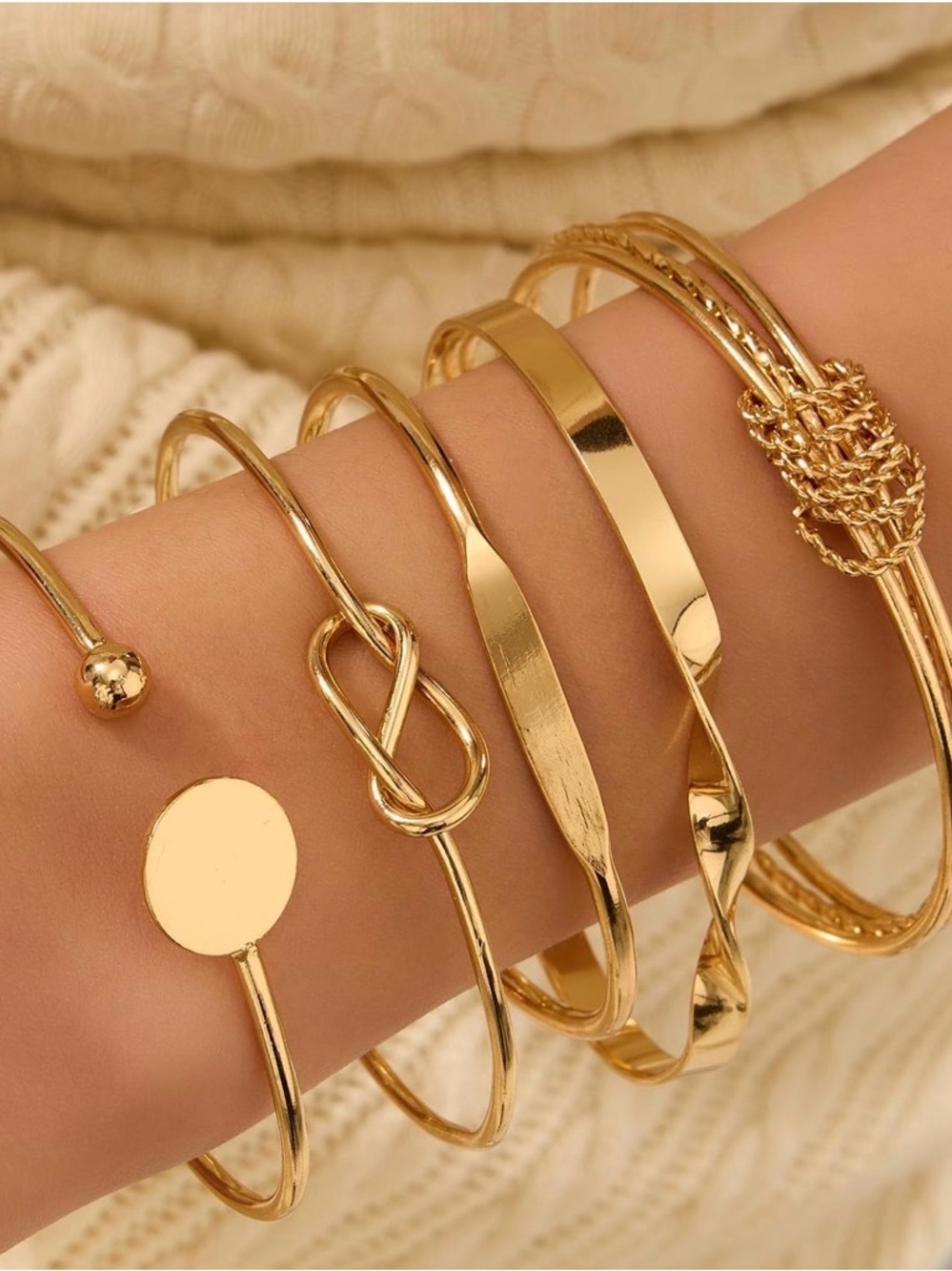 Gold Multi-Stack Bangle Bracelet Set